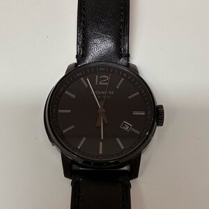 Coach Black Men's Leather Strap Watch